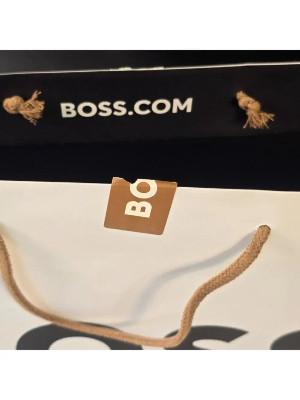 Large HUGO BOSS White & Gold Shopping Tote Bag Big Bold Logo Black Letters